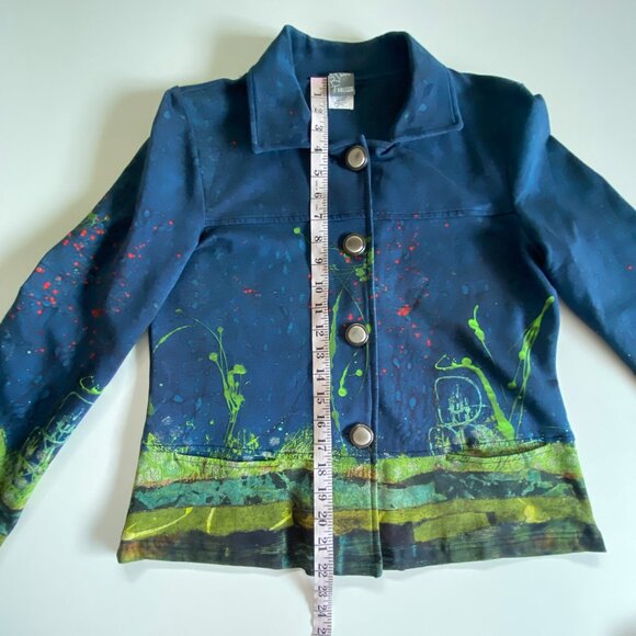 Simply Art Dolcezza Blue Green Fall Button Up Jacket S M - Picture 12 of 13